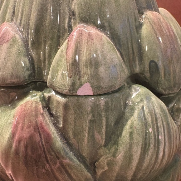 Vintage Ceramic Artichoke Lidded Container‎ Jar Decor Kitchen Storage - Picture 3 of 6